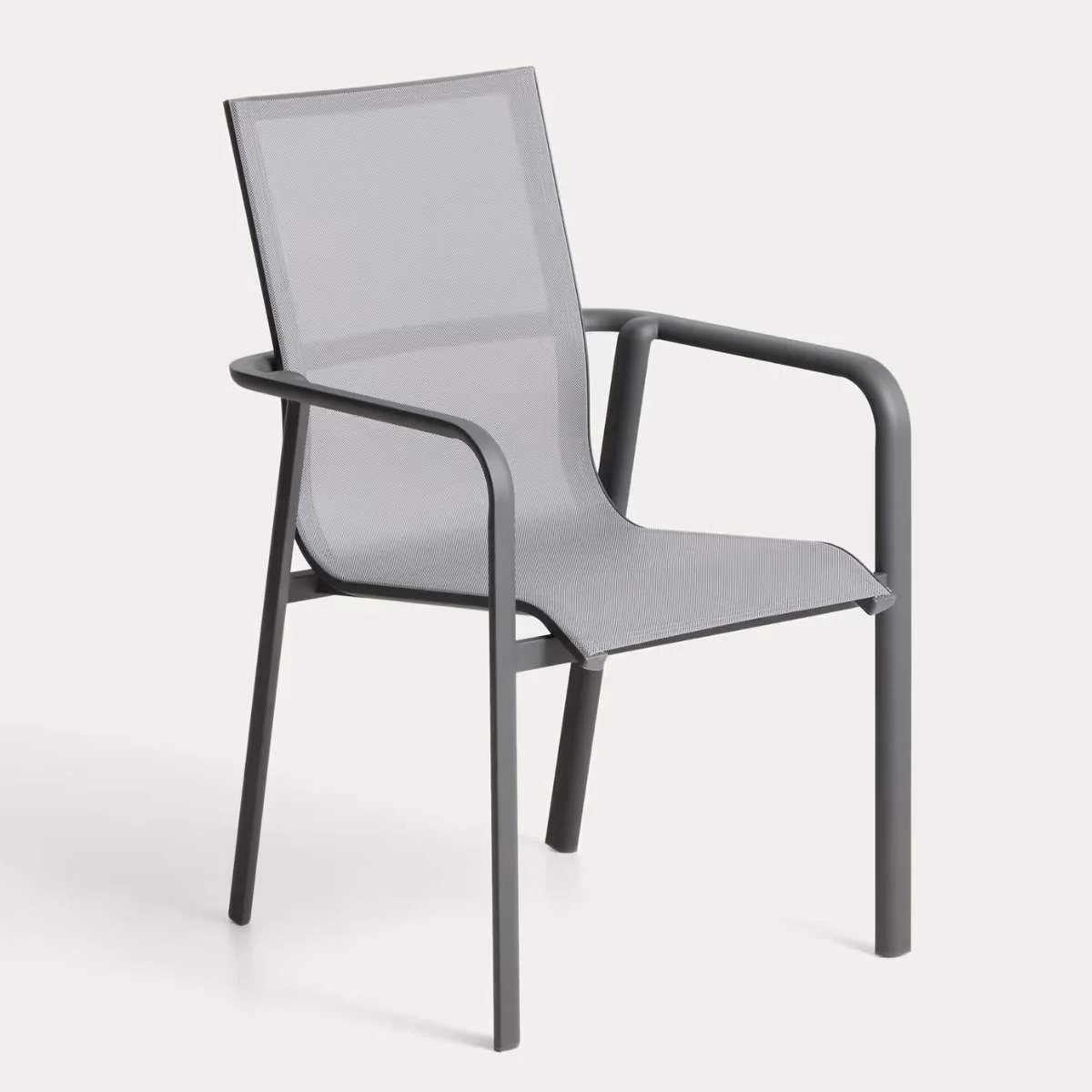 Kave Home Canea stackable outdoor chair in beige texteline and ecru aluminium - Image 3