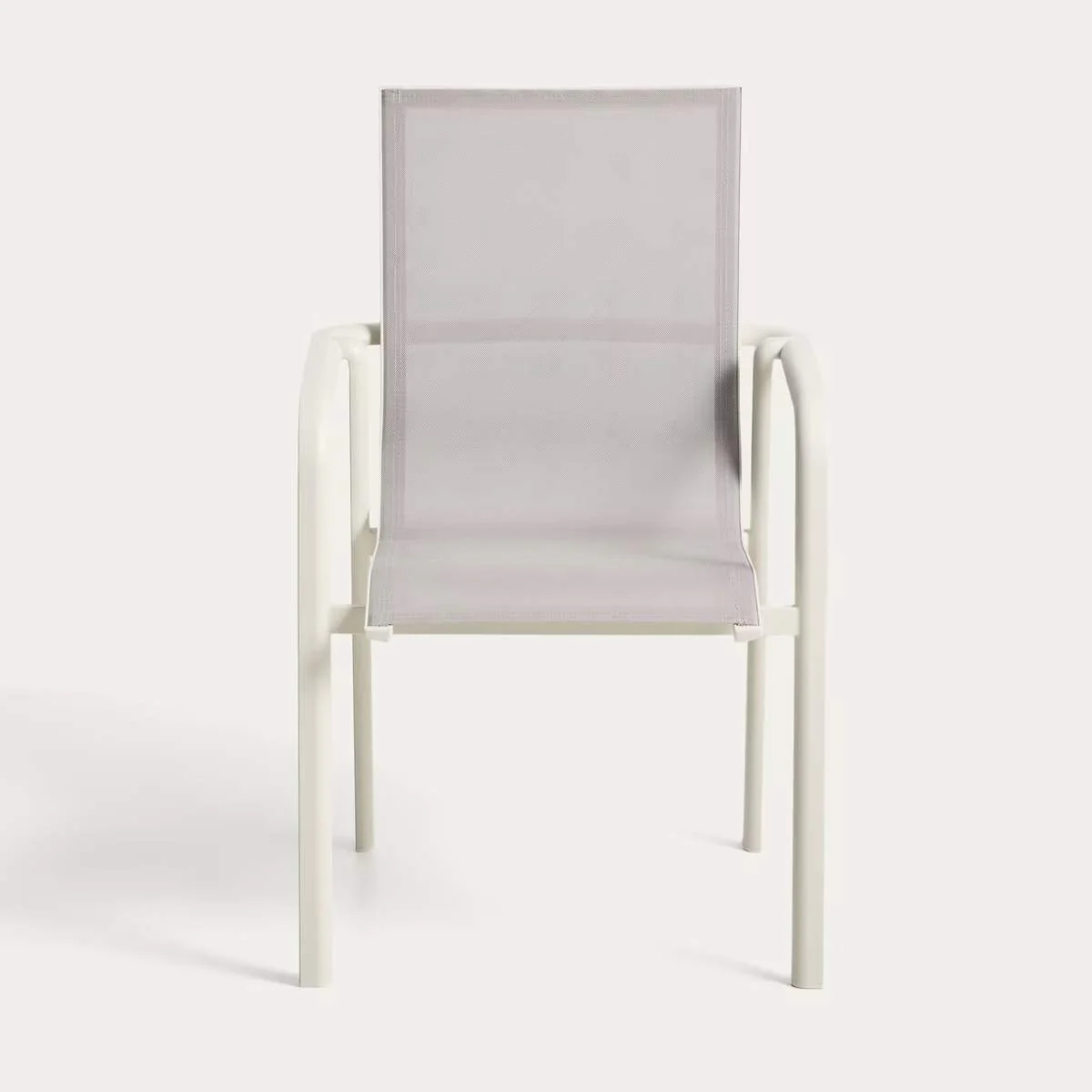 Kave Home Canea stackable outdoor chair in beige texteline and ecru aluminium - Image 4