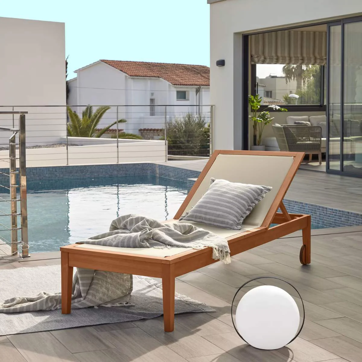 Kave Home Caterin solid eucalyptus wood outdoor sun lounger in beige, FSC 100% - Image 18