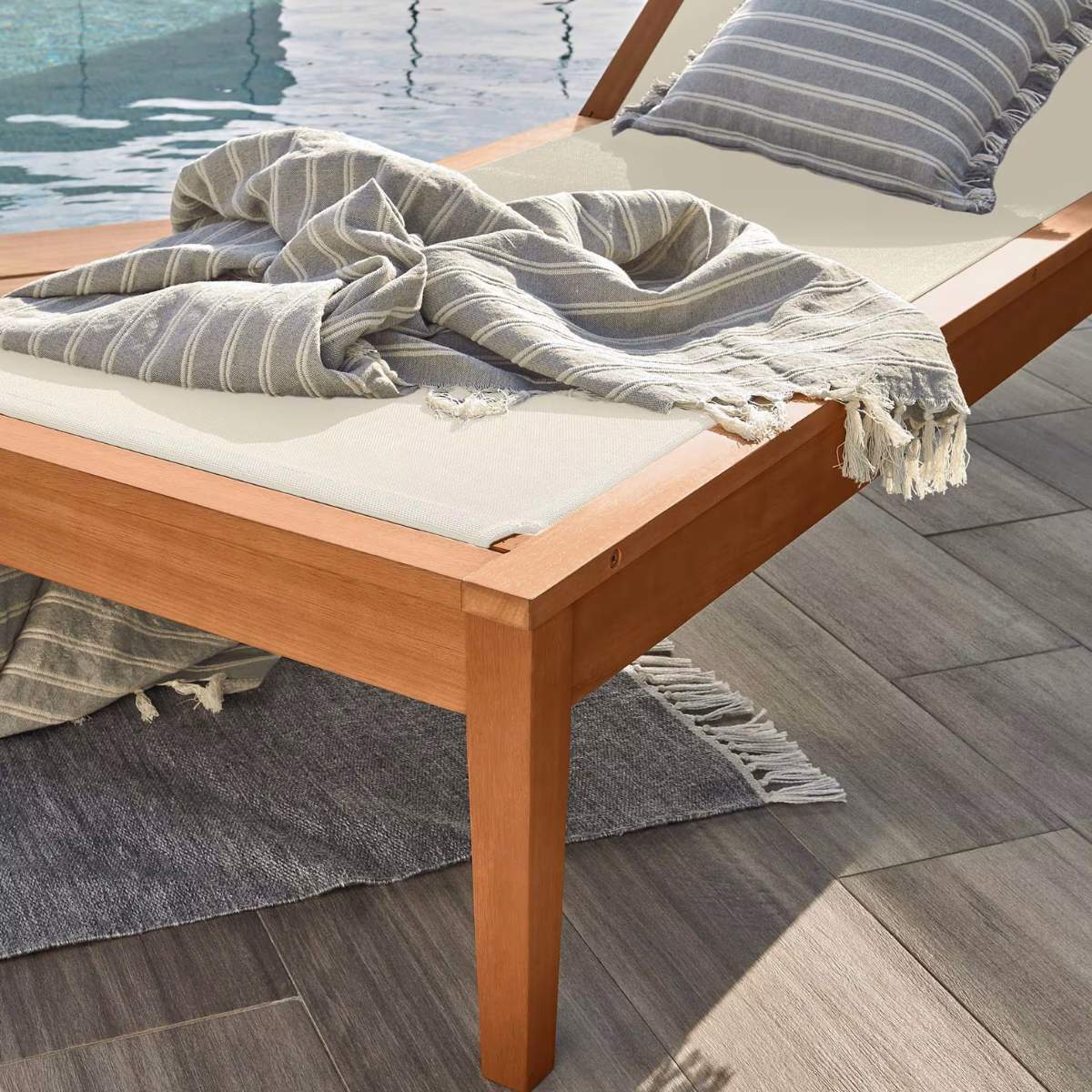 Kave Home Caterin solid eucalyptus wood outdoor sun lounger in beige, FSC 100% - Image 19