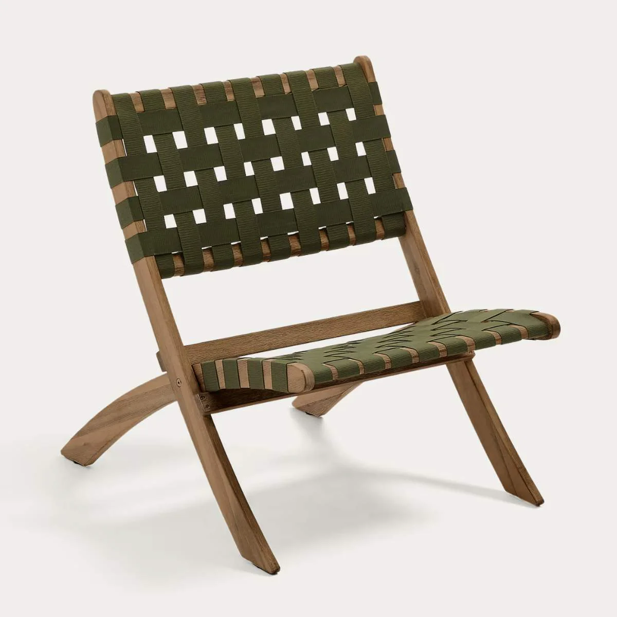 Kave Home FSC 100% green cord and solid acacia wood Chabeli folding chair