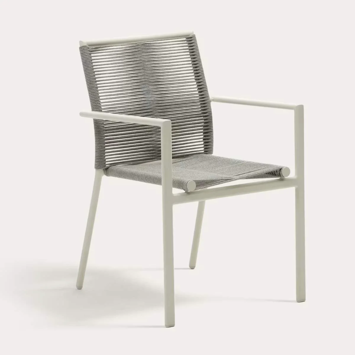 Kave Home Culip stackable outdoor chair in aluminium and cord in brown - Image 2