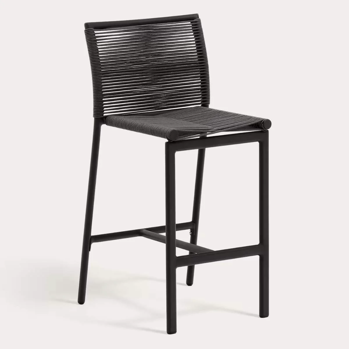 Kave Home Culip outdoor stool made of rope cord and white aluminium, 65 cm - Image 2