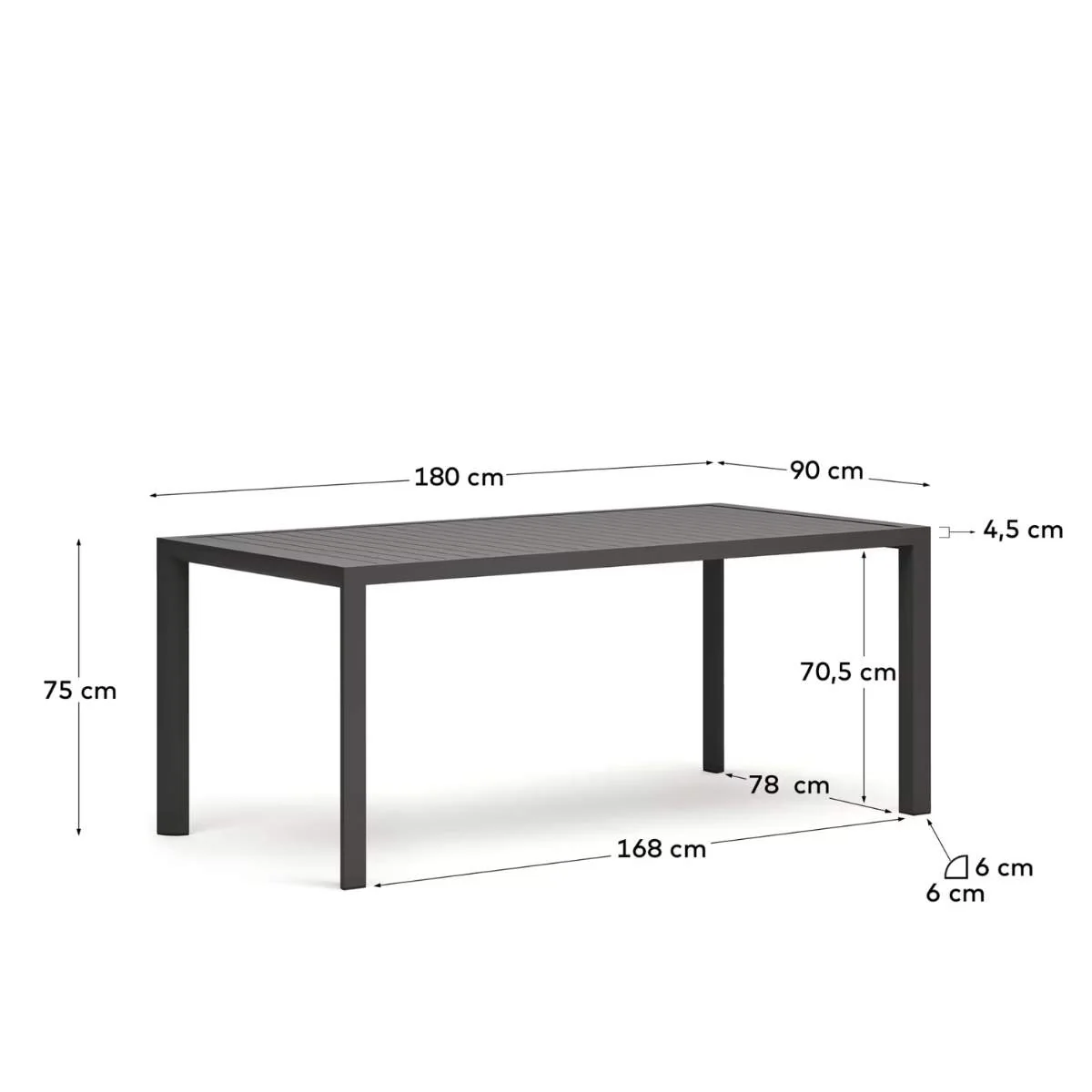 Kave Home Culip aluminium outdoor table with white finish, 180 x 90 cm - Image 12