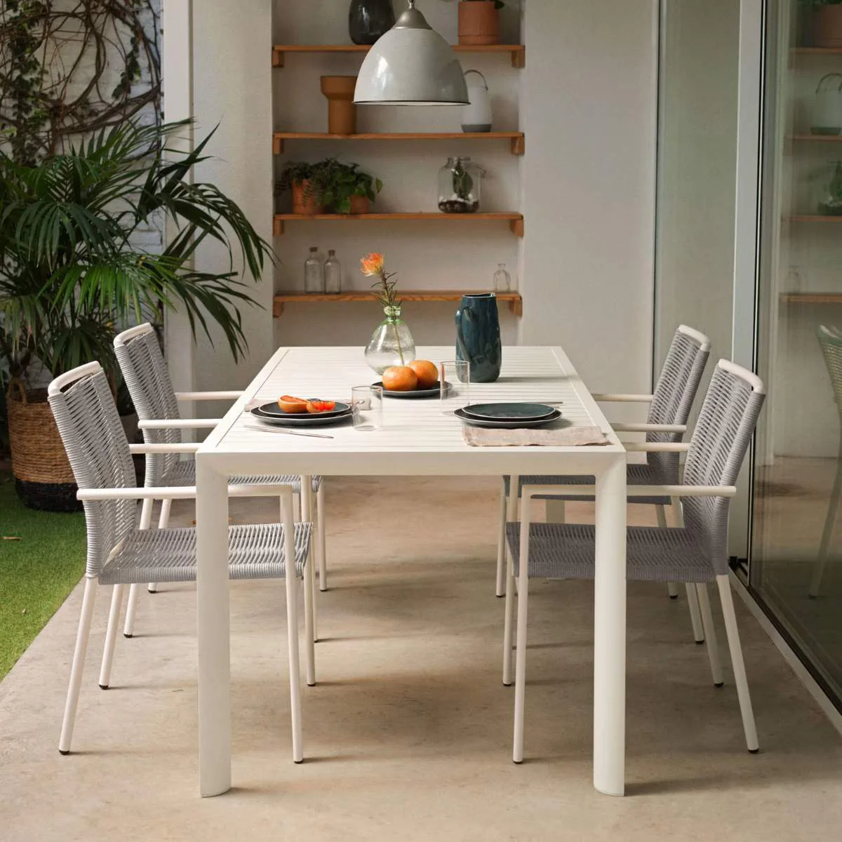 Kave Home Culip aluminium outdoor table with white finish, 180 x 90 cm - Image 14