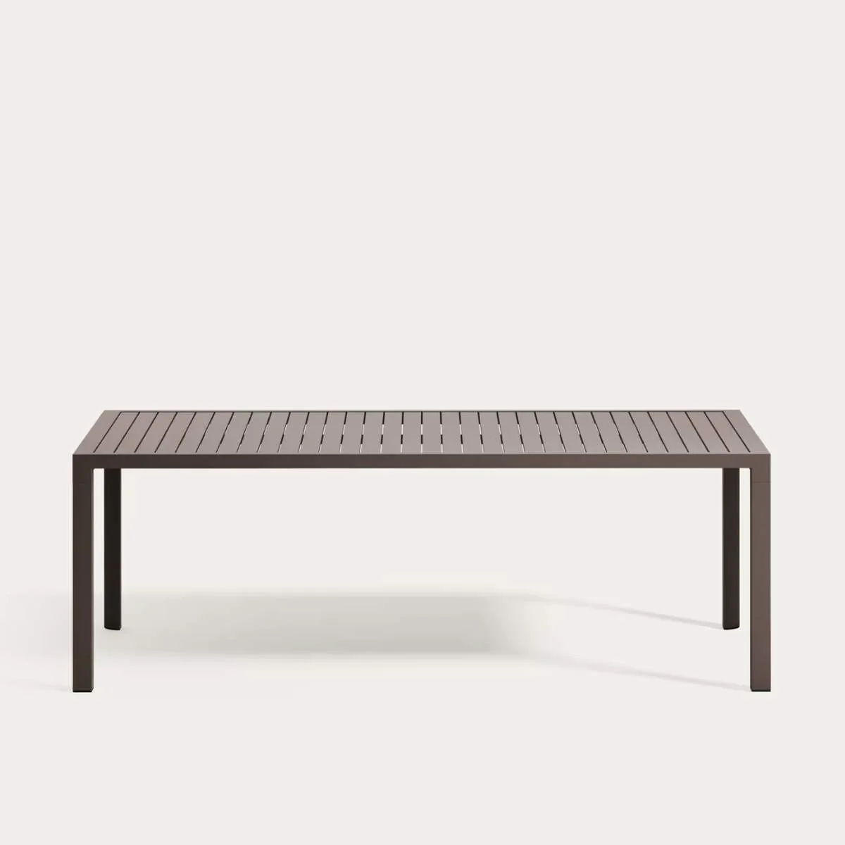 Kave Home Culip aluminium outdoor table in powder coated brown finish, 220 x 100 cm