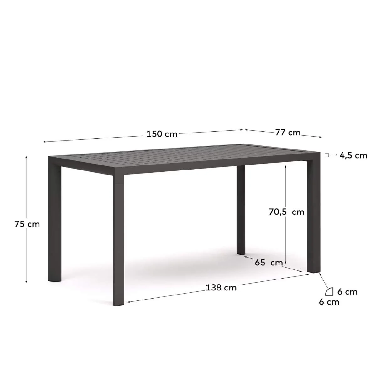 Kave Home Culip aluminium outdoor table in powder coated white finish, 150 x 77 cm - Image 11