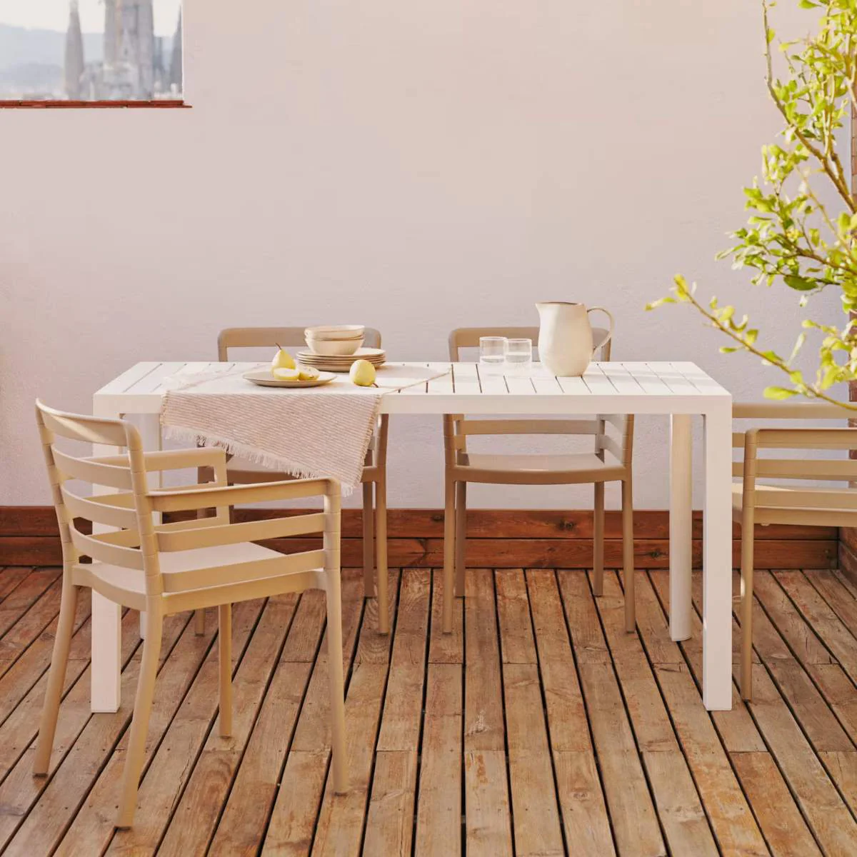 Kave Home Culip aluminium outdoor table in powder coated white finish, 150 x 77 cm - Image 12