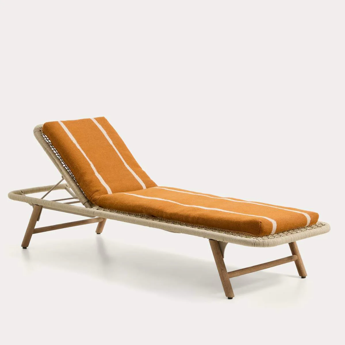 Kave Home Daila orange 100% PET sun lounger cushion with Ikat graphic 50 x 175cm - Image 2