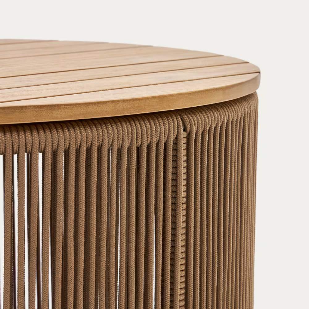 Kave Home Dandara Coffee Table – Steel, Beige Cord, and Solid Acacia Wood, Ø70 cm, FSC 100% - Image 4