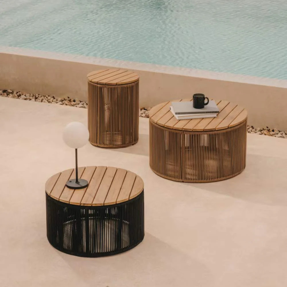 Kave Home Dandara Coffee Table – Steel, Beige Cord, and Solid Acacia Wood, Ø70 cm, FSC 100% - Image 6