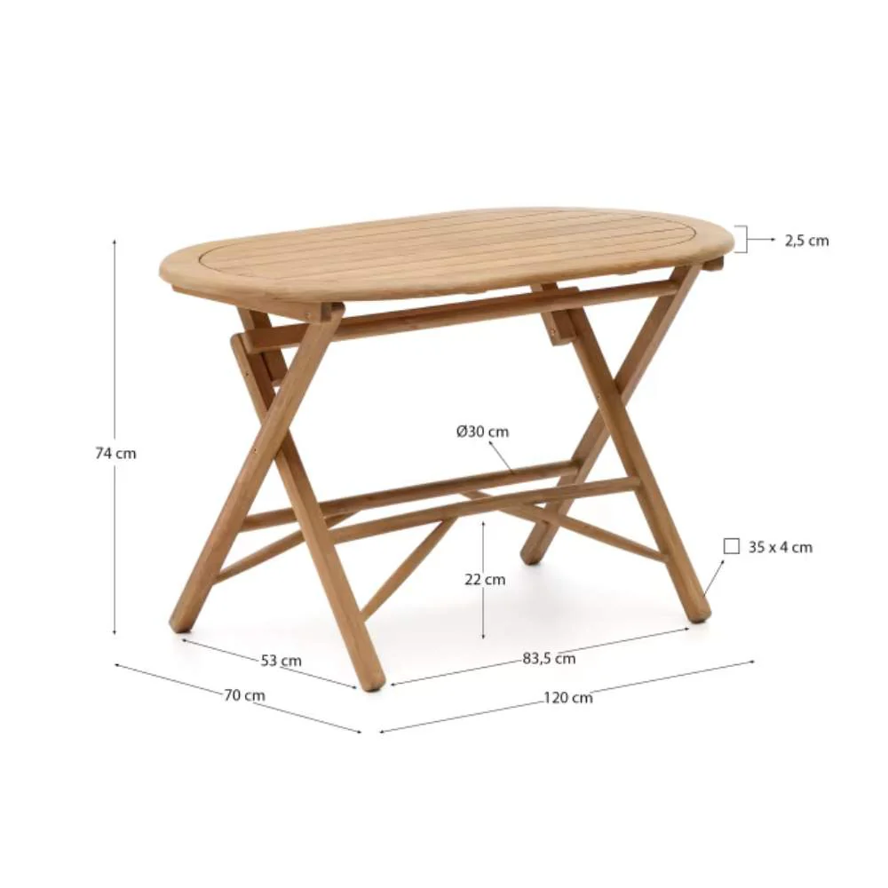 Kave Home Dandara Folding Table in Solid Acacia Wood, Natural Finish, Ø 120 x 60 cm, FSC 100% - Image 11