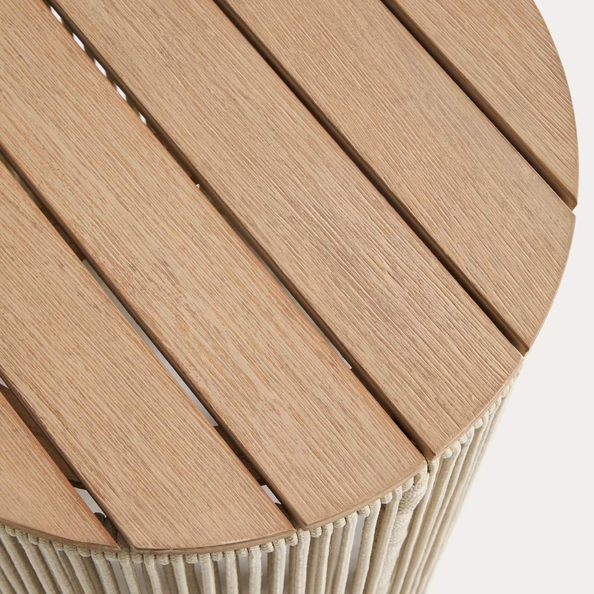 Kave Home Dandara side table in steel, green rope cord and solid acacia wood Ø40cm FSC 100% - Image 6