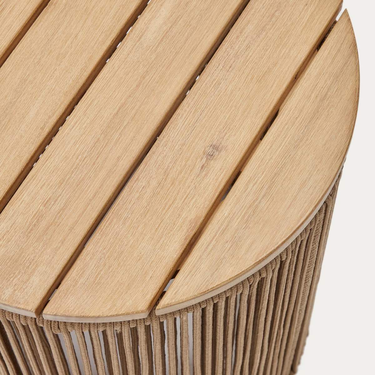 Kave Home Dandara side table in steel, green rope cord and solid acacia wood Ø40cm FSC 100% - Image 9