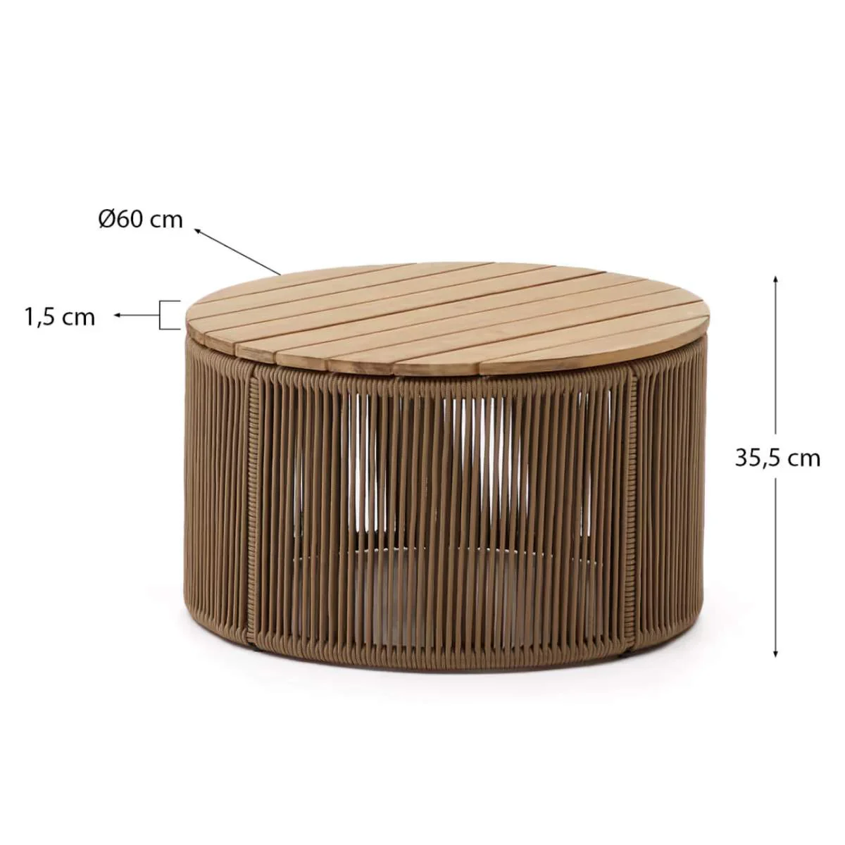 Kave Home Dandara coffee table in steel, green rope cord and solid acacia wood Ø60cm FSC 100% - Image 12