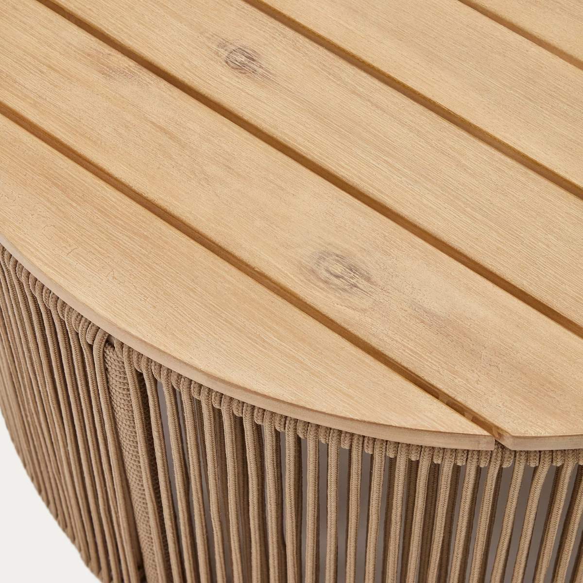 Kave Home Dandara coffee table in steel, green rope cord and solid acacia wood Ø70cm FSC 100% - Image 11
