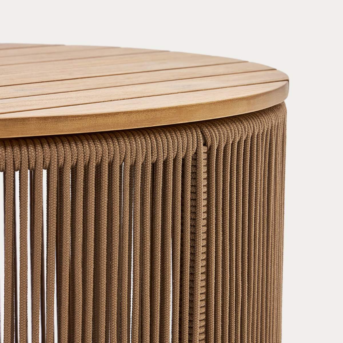 Kave Home Dandara coffee table in steel, green rope cord and solid acacia wood Ø70cm FSC 100% - Image 12