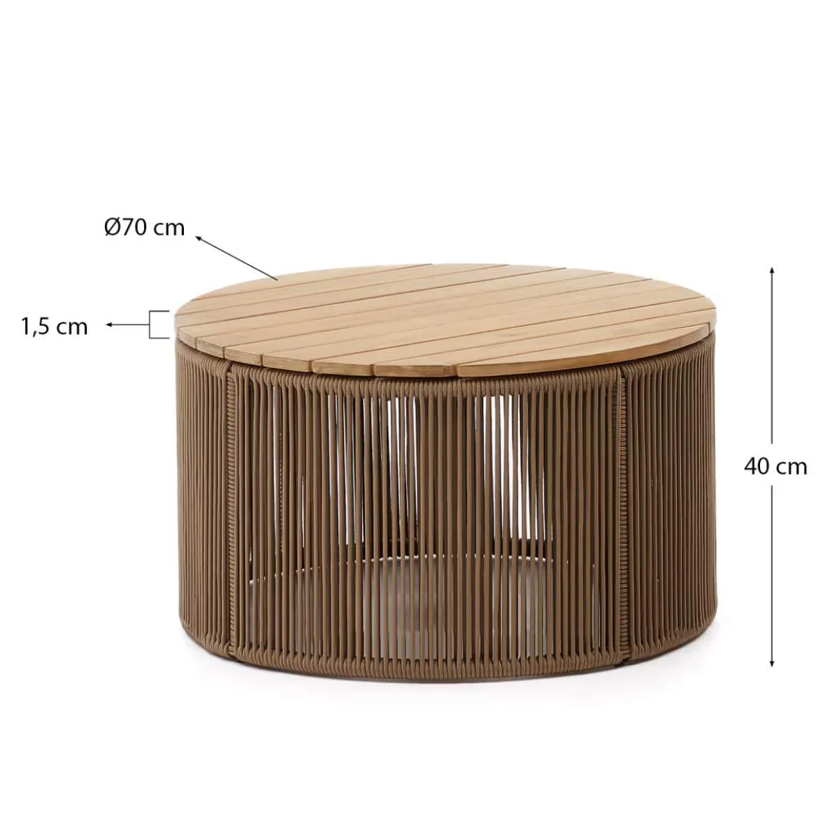 Kave Home Dandara coffee table in steel, green rope cord and solid acacia wood Ø70cm FSC 100% - Image 14