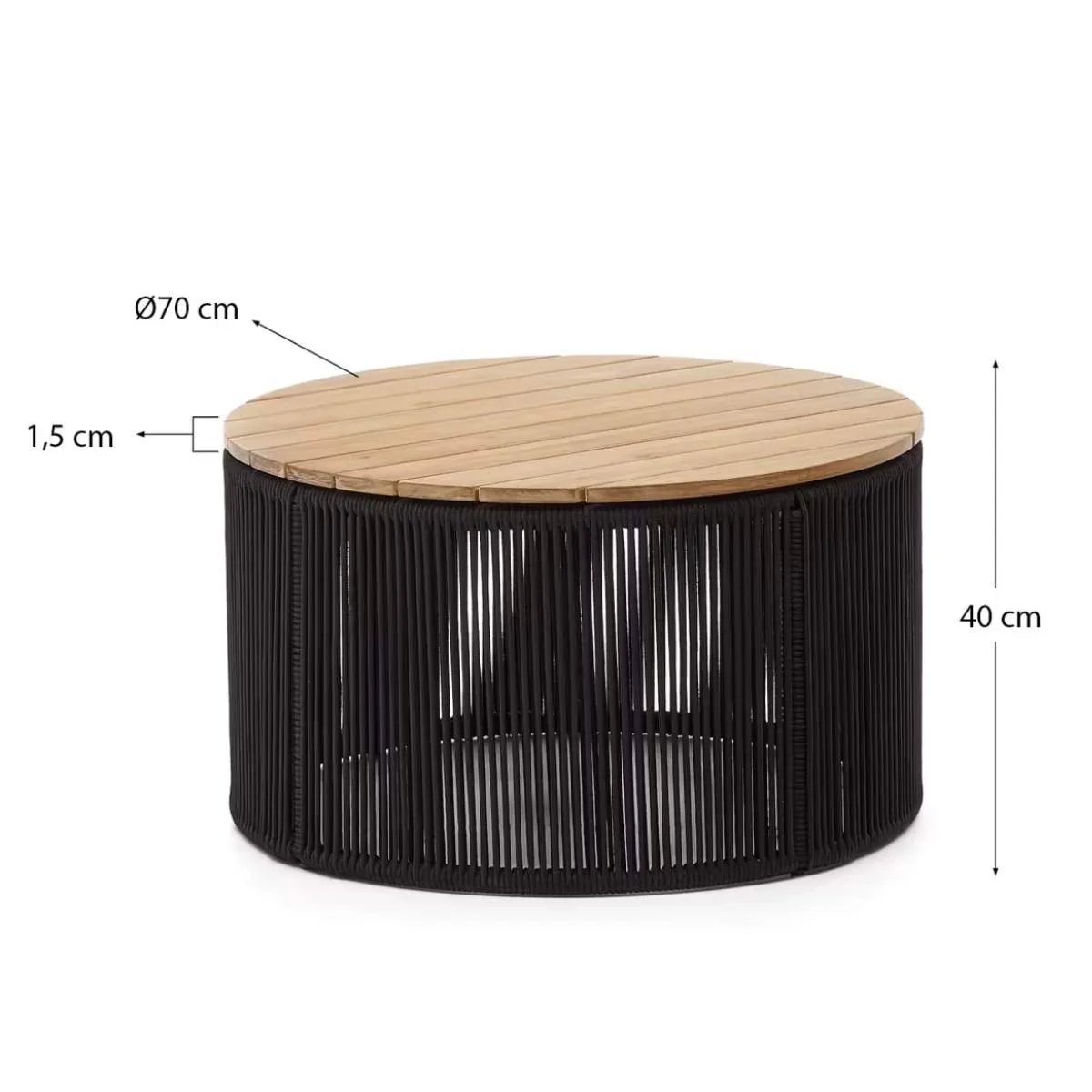 Kave Home Dandara coffee table in steel, green rope cord and solid acacia wood Ø70cm FSC 100% - Image 17