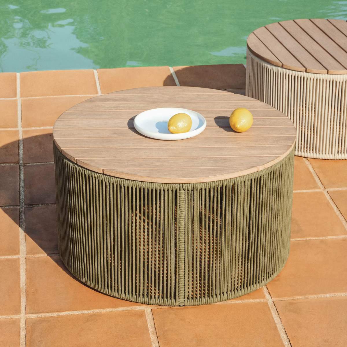 Kave Home Dandara coffee table in steel, green rope cord and solid acacia wood Ø70cm FSC 100% - Image 19