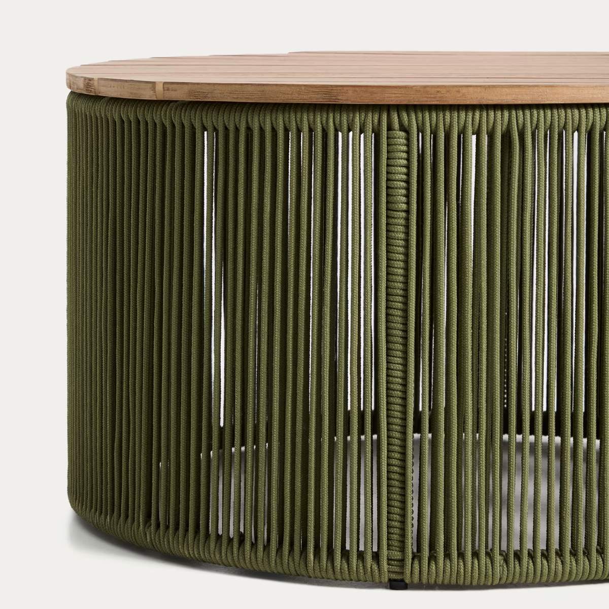 Kave Home Dandara coffee table in steel, green rope cord and solid acacia wood Ø70cm FSC 100% - Image 5