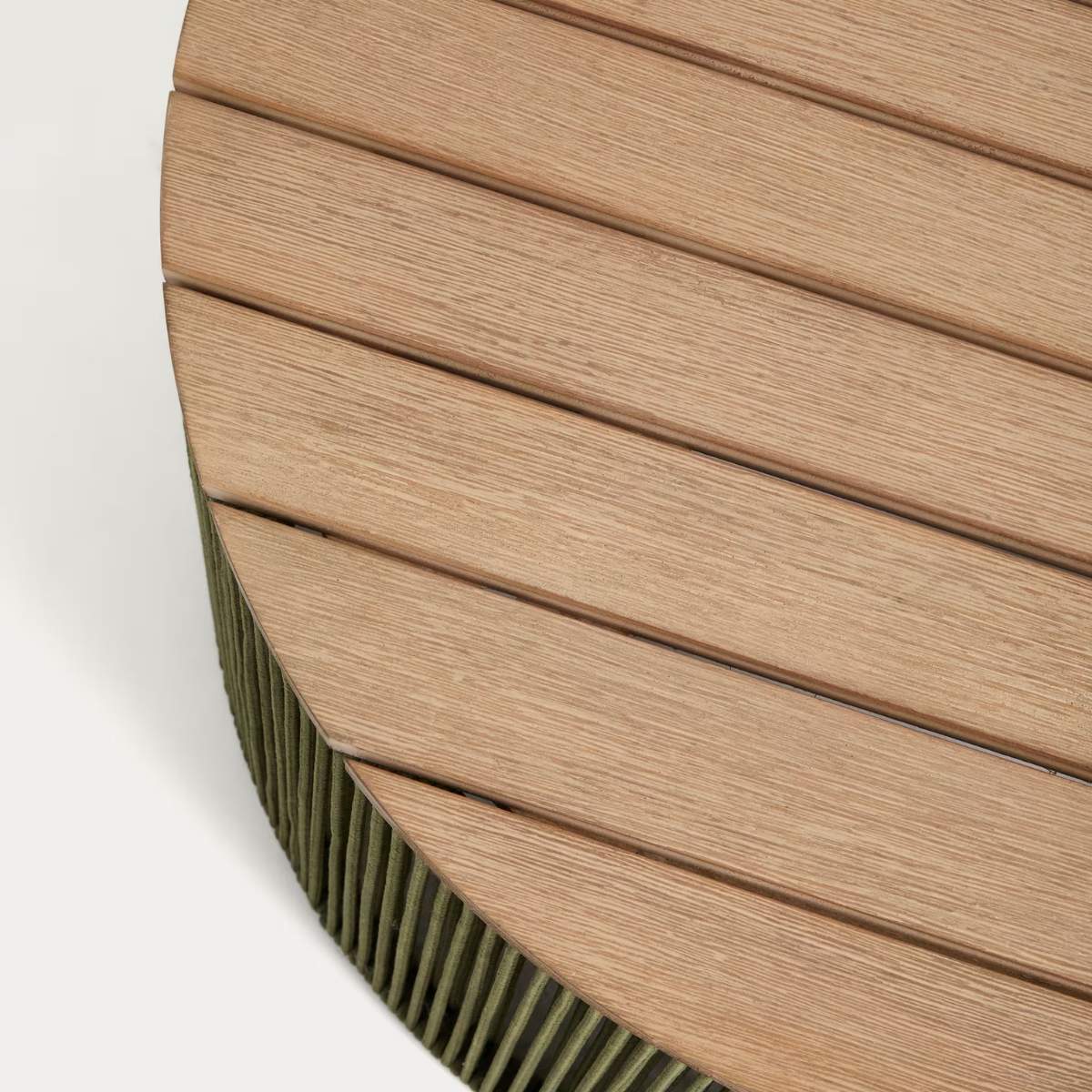 Kave Home Dandara coffee table in steel, green rope cord and solid acacia wood Ø70cm FSC 100% - Image 6