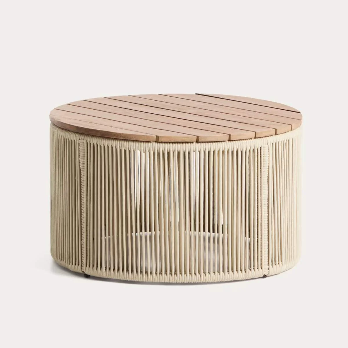 Kave Home Dandara coffee table in steel, green rope cord and solid acacia wood Ø60cm FSC 100% - Image 2