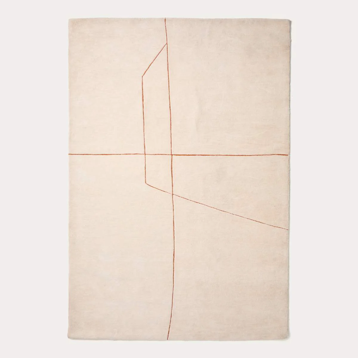 Kave Home Delide ecru synthetic fibre rug with orange graphic detail 200 x 300cm