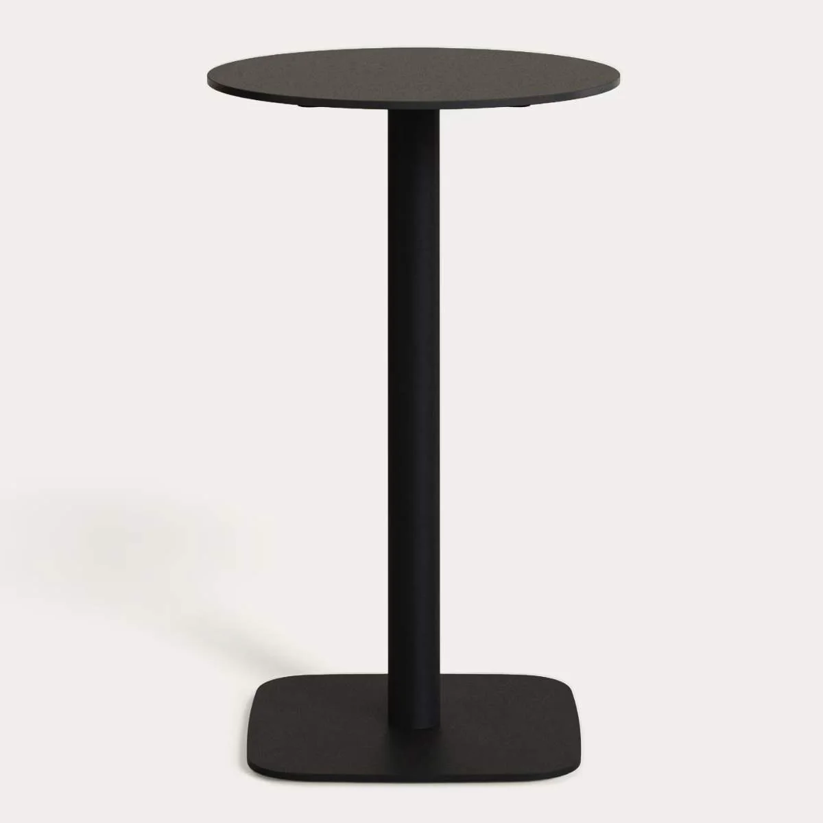 Kave Home Dina high round outdoor table in white with metal leg in a painted black finish, Ø60x96 cm - Image 2
