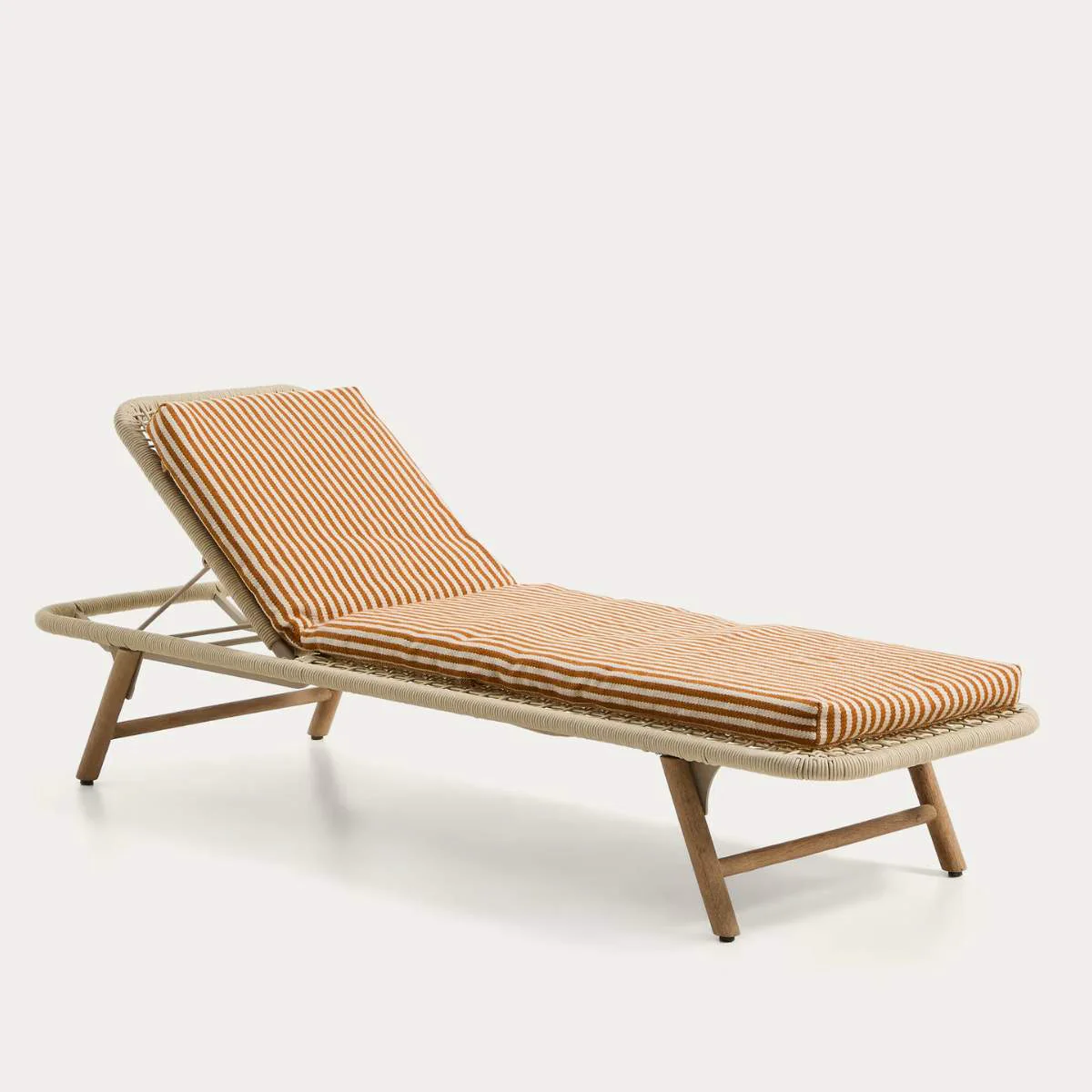 Kave Home Dirome orange striped 100% PET sun lounger cushion 50 x 175cm - Image 5