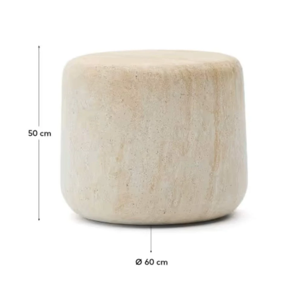 Kave Home Drasi Cement Side Table with Travertine-effect Finish Ø60cm - Image 9