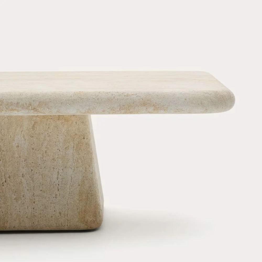 Kave Home Drasi Coffee Table in Cement with Travertine-effect Finish 140 x 70cm - Image 5