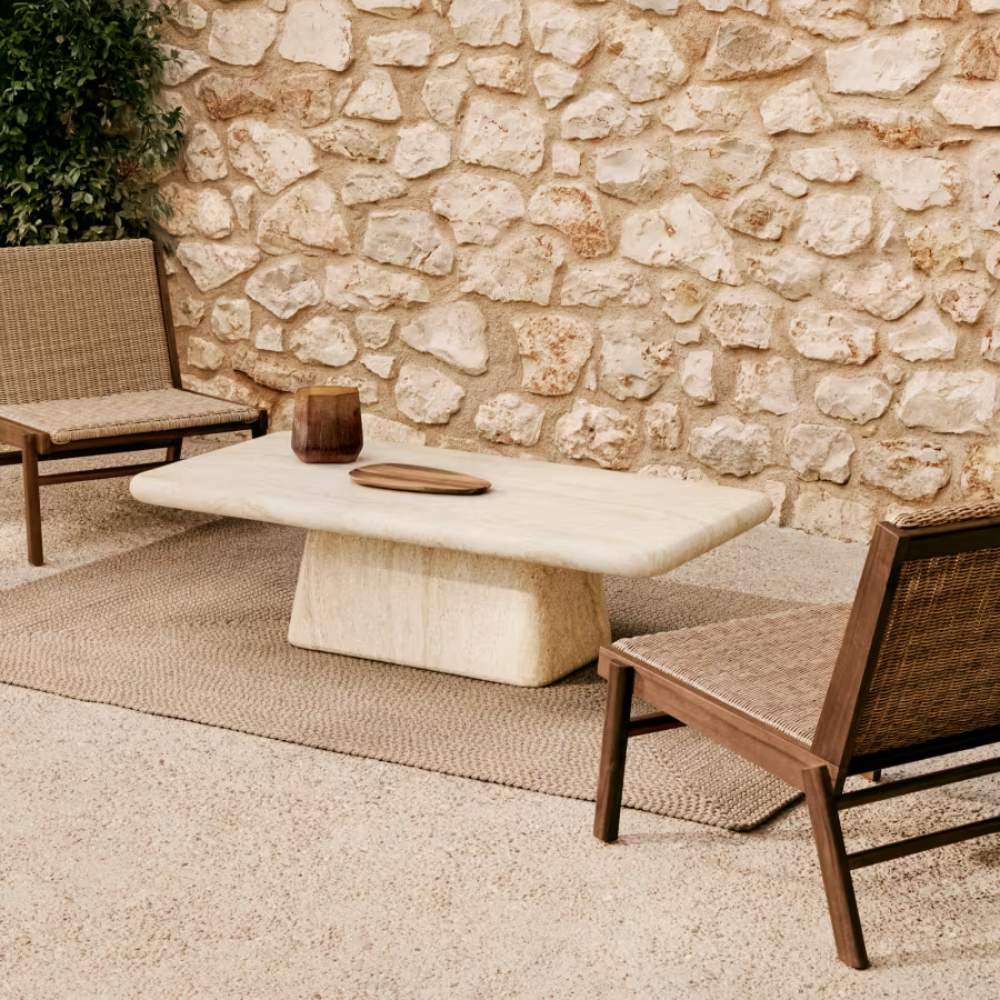 Kave Home Drasi Coffee Table in Cement with Travertine-effect Finish 140 x 70cm - Image 6