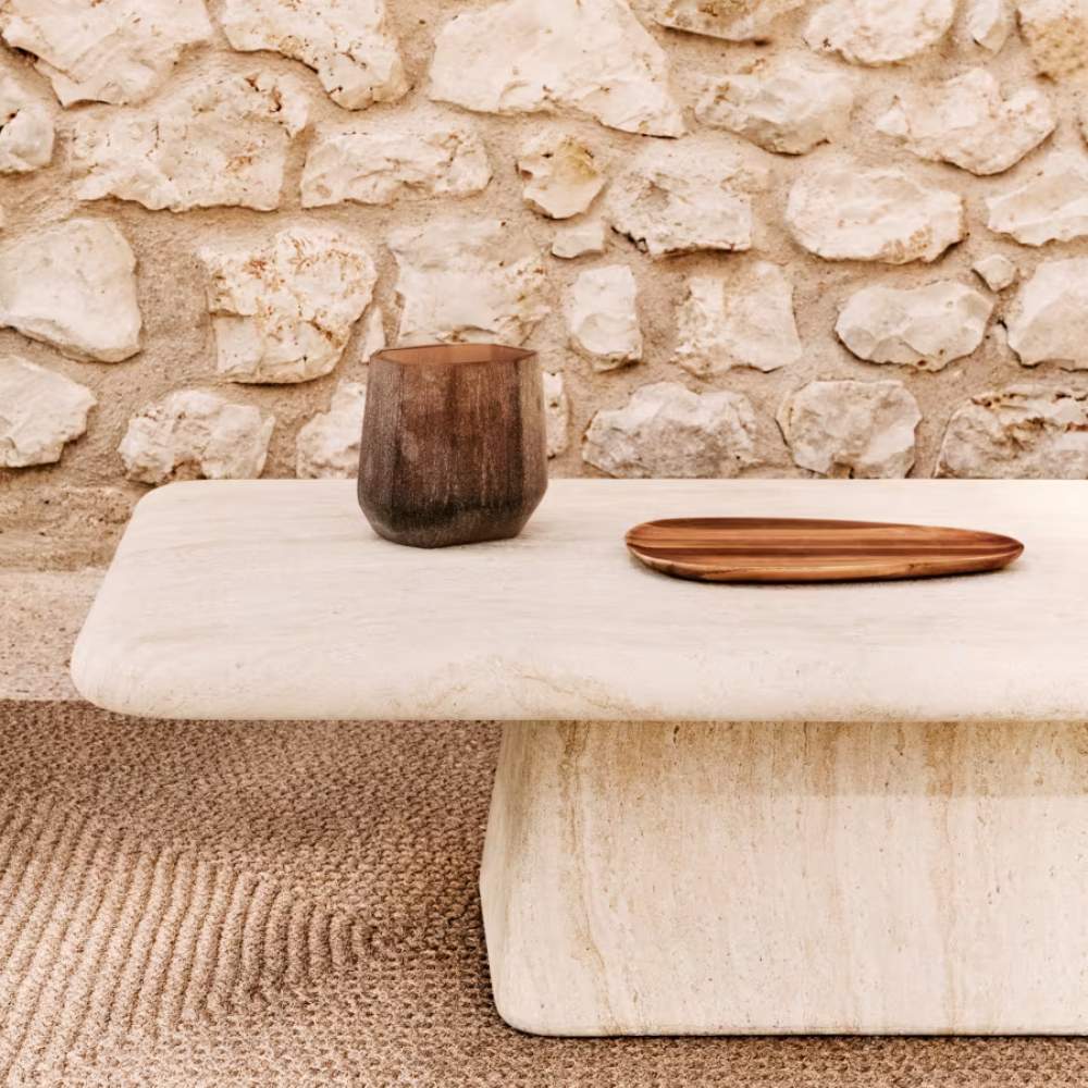Kave Home Drasi Coffee Table in Cement with Travertine-effect Finish 140 x 70cm - Image 7