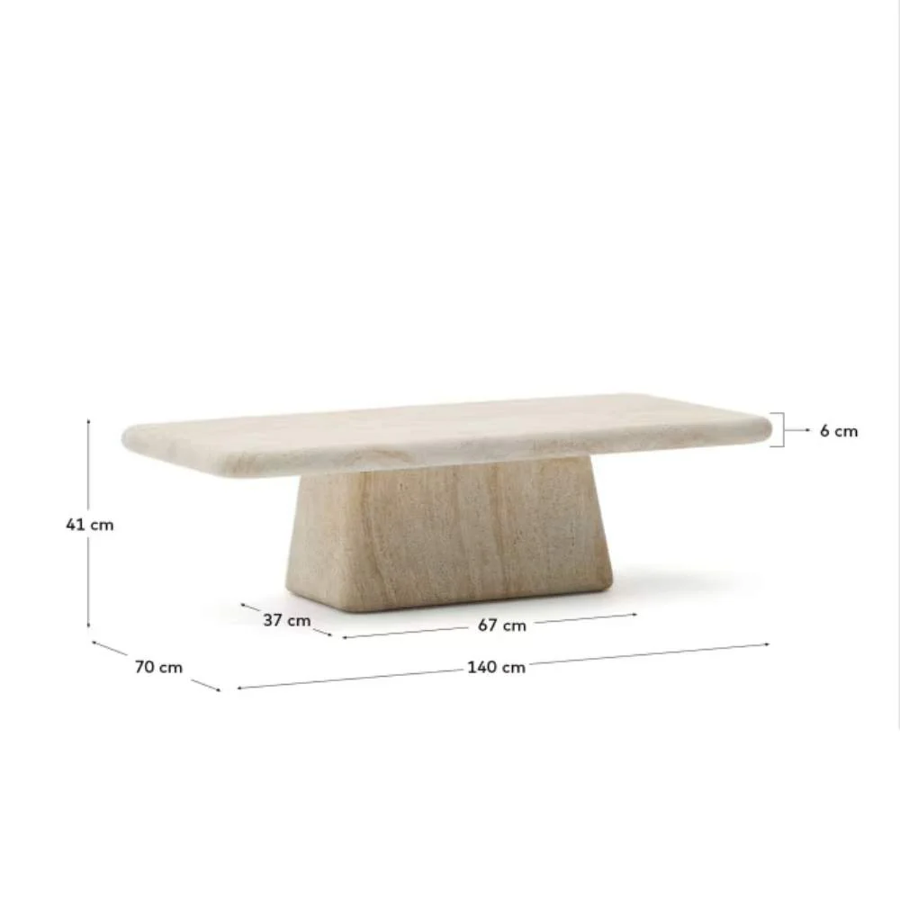 Kave Home Drasi Coffee Table in Cement with Travertine-effect Finish 140 x 70cm - Image 8