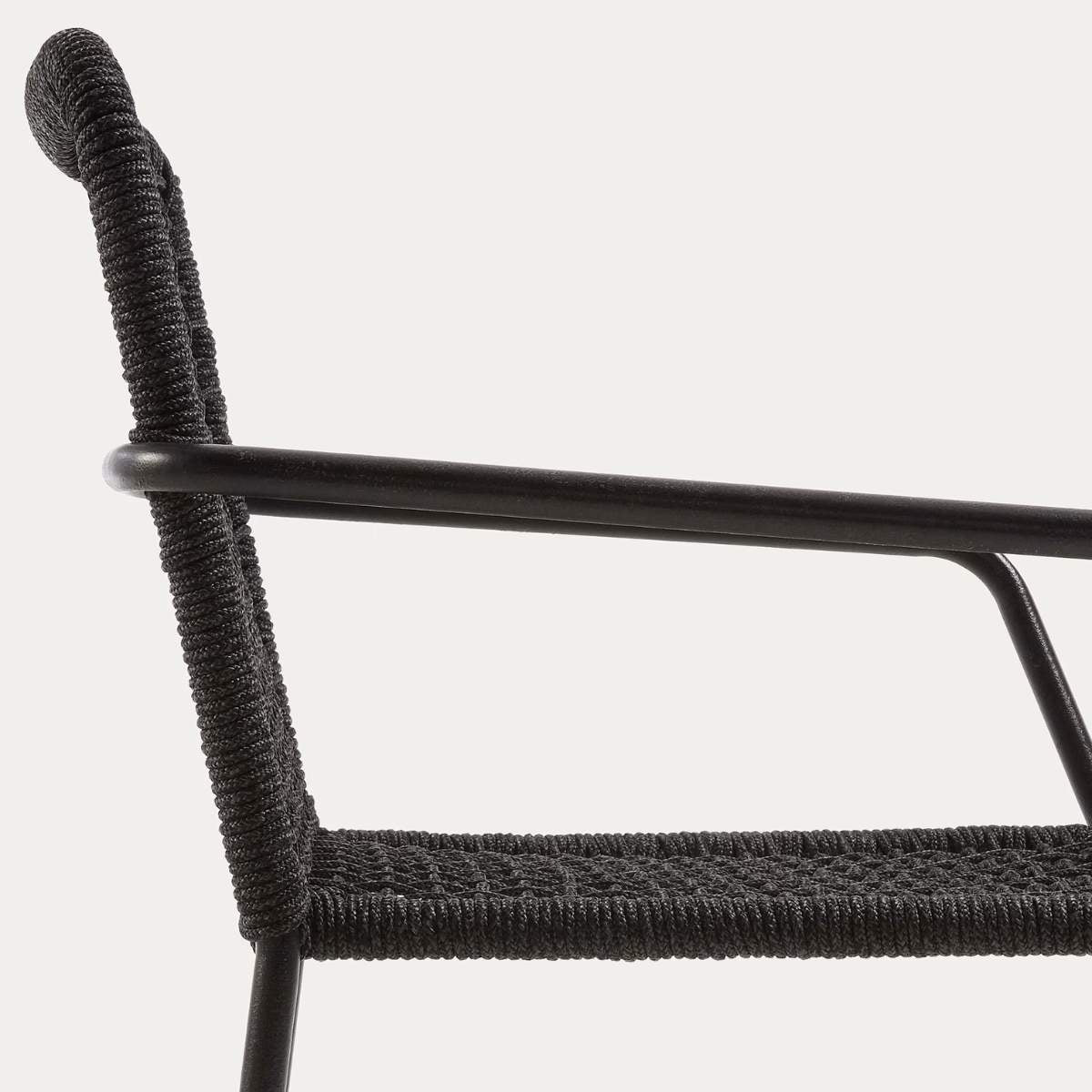 Kave Home Ellen stackable outdoor chair in black cord and galvanised steel - Image 6
