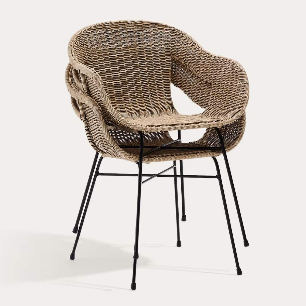 Kave Home Eltiera stackable chair in synthetic rattan with black steel frame - Image 2