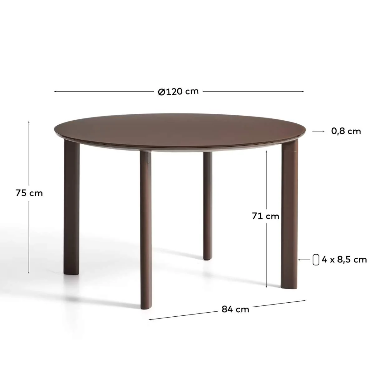Kave Home Erice round table in aluminium and ecru tempered glass Ø120 cm - Image 11
