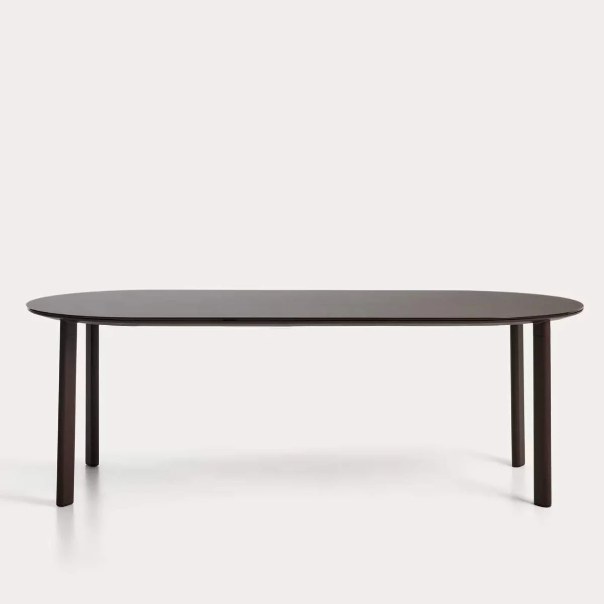 Kave Home Erice oval table in aluminium and ecru tempered glass 230 x 100 cm - Image 2