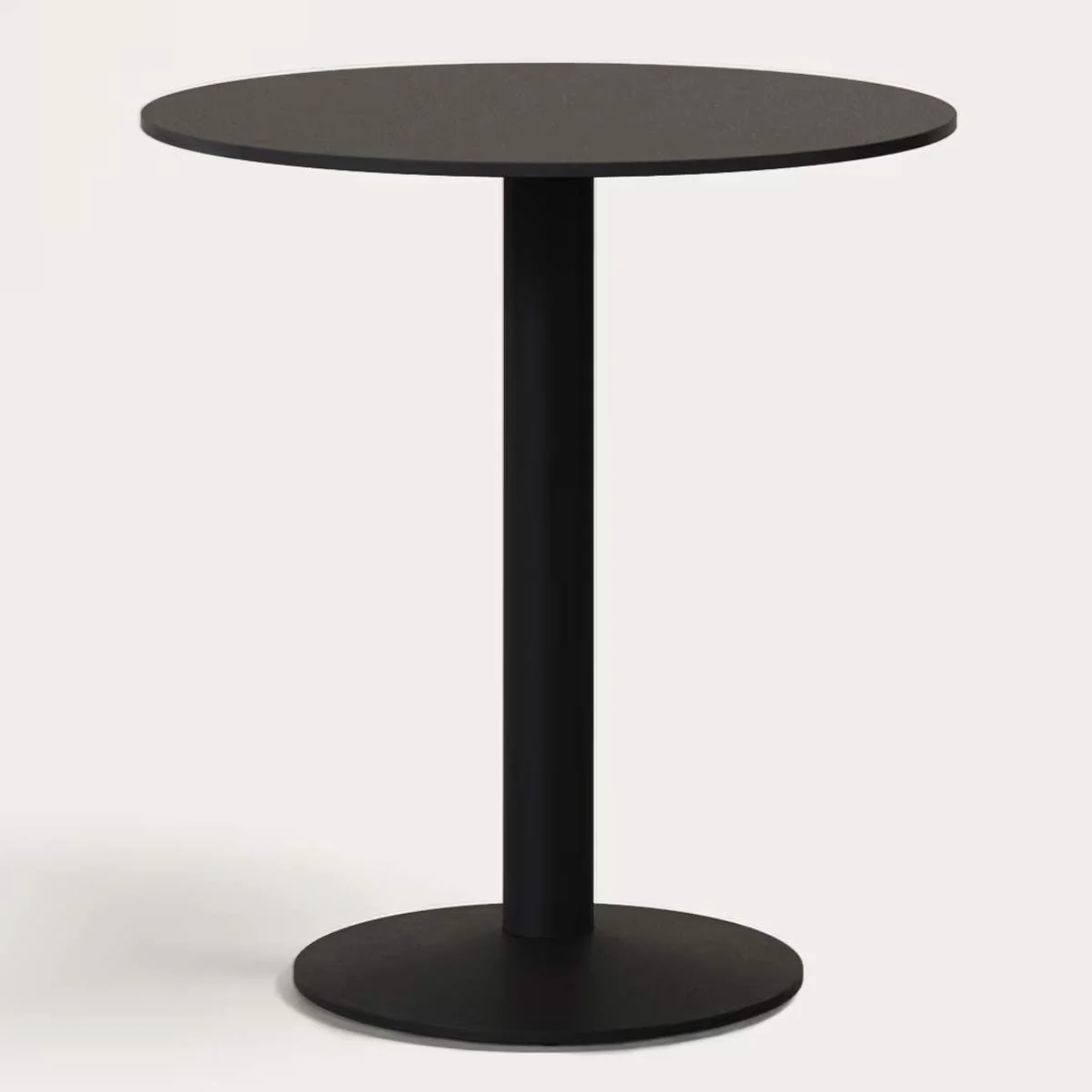 Kave Home Esilda round outdoor table in black with metal leg in a painted black finish, Ø 90 x 70 cm