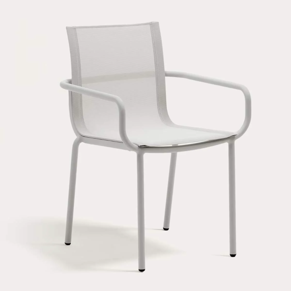 Kave Home Galdana stackable outdoor chair in aluminium with light grey painted finish
