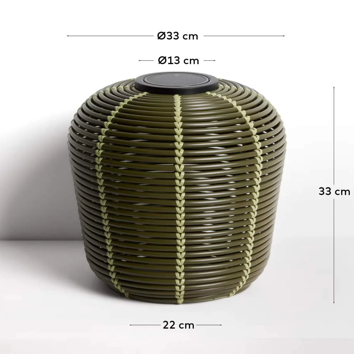 Kave Home Garoina outdoor solar LED table lamp in taupe synthetic rattan Ø35cm - Image 10
