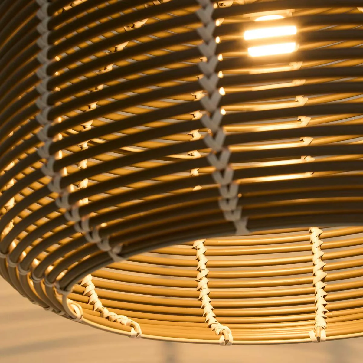 Kave Home Garoina lampshade for outdoor ceiling lamp in taupe synthetic rattan Ø 50cm - Image 10