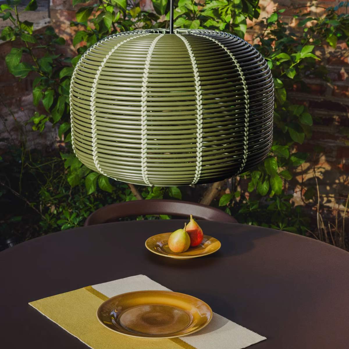 Kave Home Garoina lampshade for outdoor ceiling lamp in taupe synthetic rattan Ø 50cm - Image 13