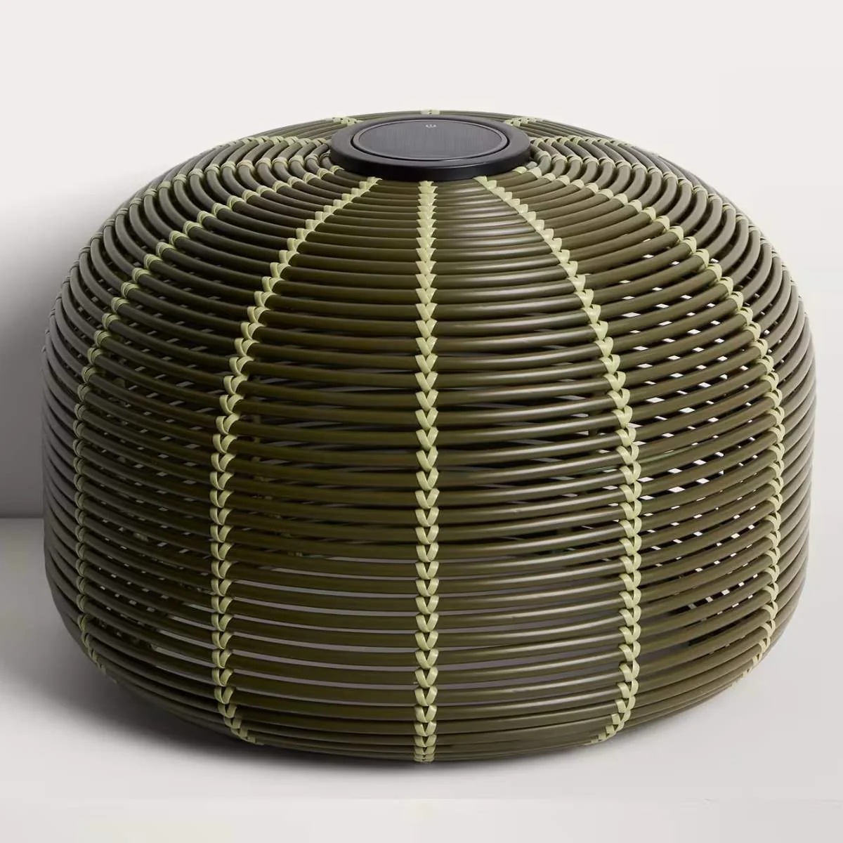 Kave Home Garoina outdoor solar LED table lamp in taupe synthetic rattan Ø50cm - Image 2