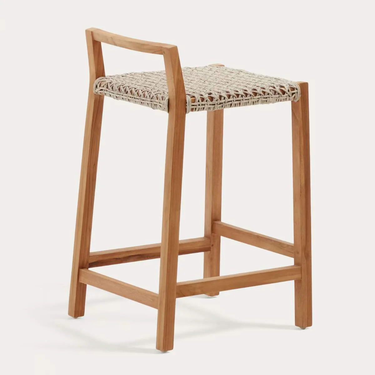 Kave Home Giverola solid teak wood stool, 67,5 cm - Image 3