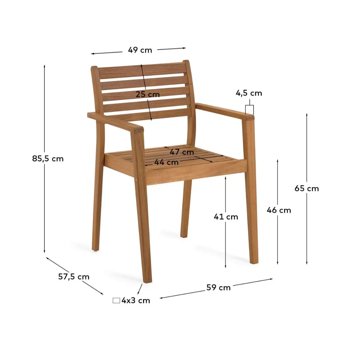 Kave Home Hanzel stackable outdoor chair in FSC 100% solid acacia wood - Image 8