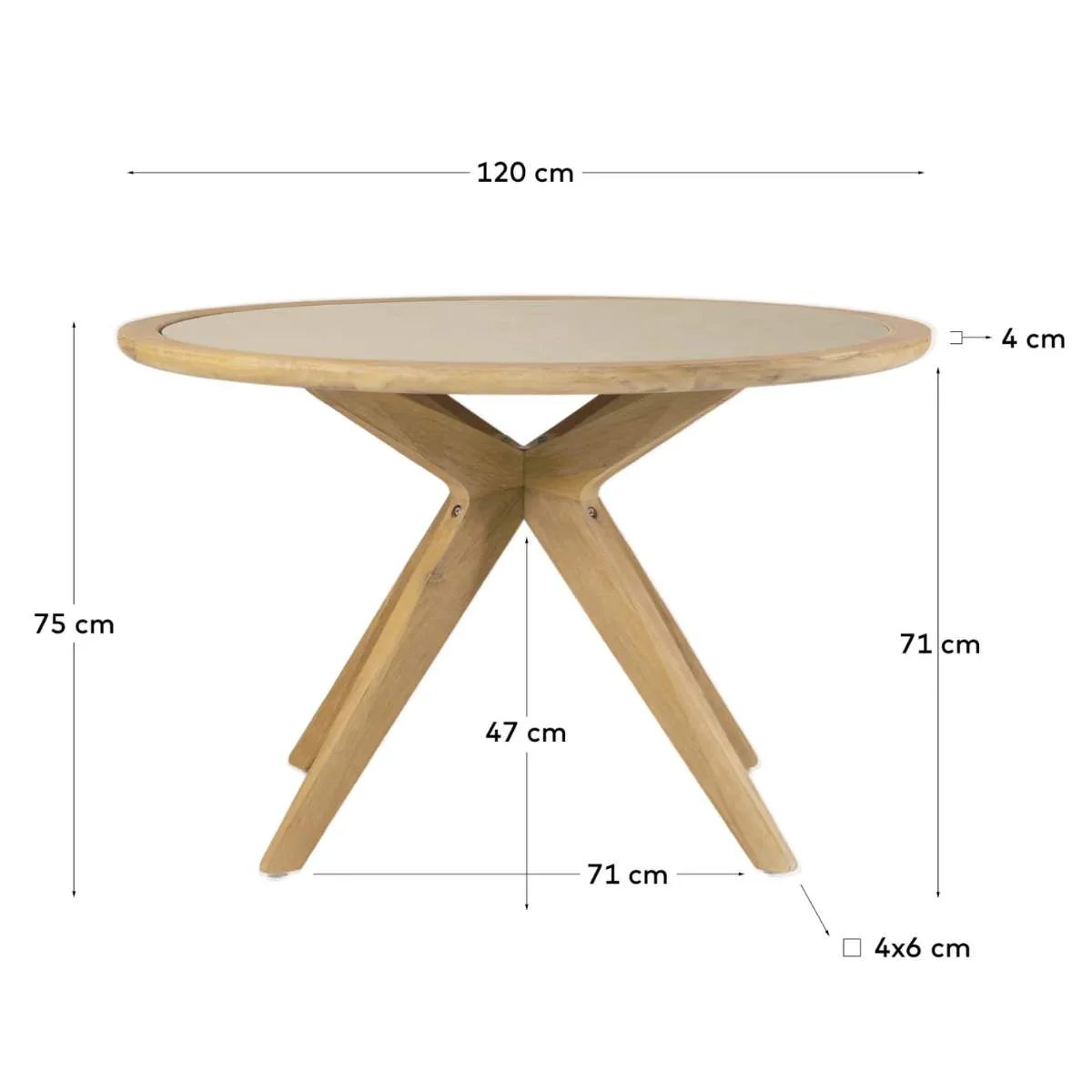 Kave Home Julieta round table in polycement and solid acacia wood Ø 120 cm FSC 100% - Image 6