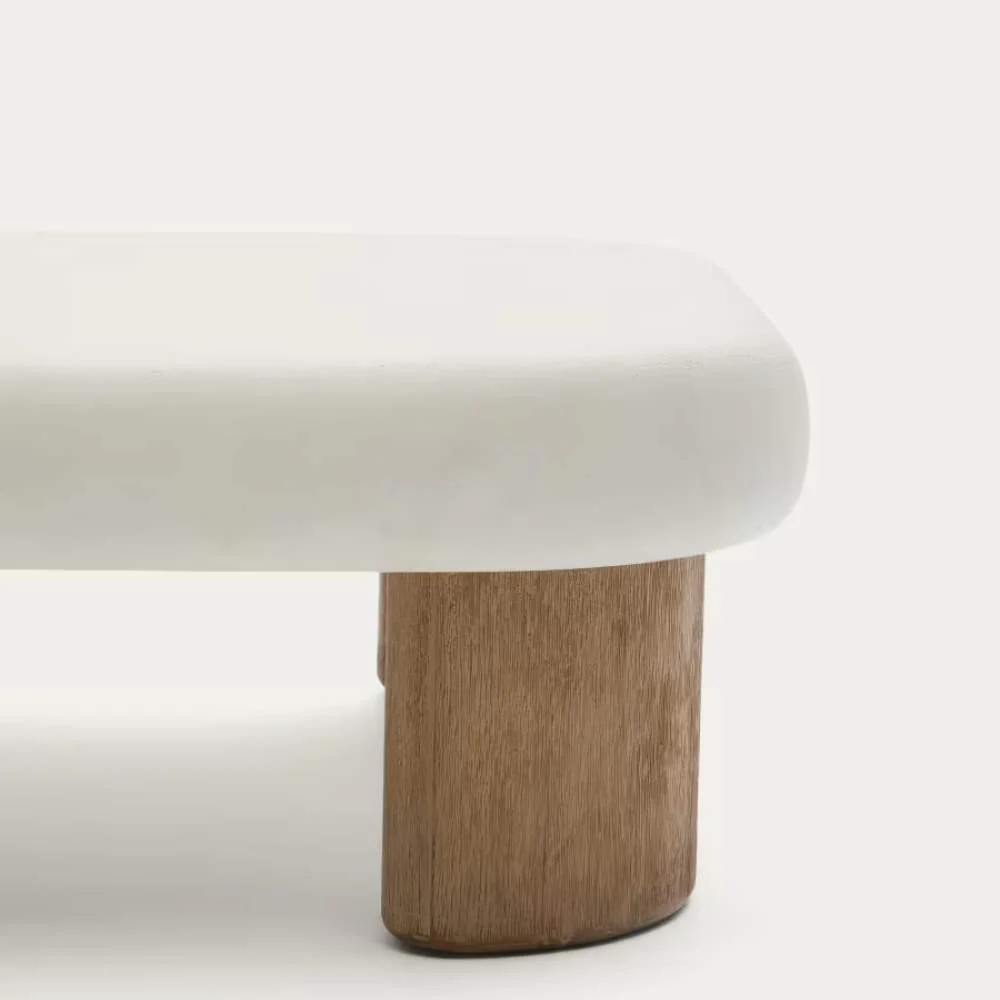 Kave Home Labra Coffee Table in Cement and Acacia Wood – 80 x 80 cm - Image 4