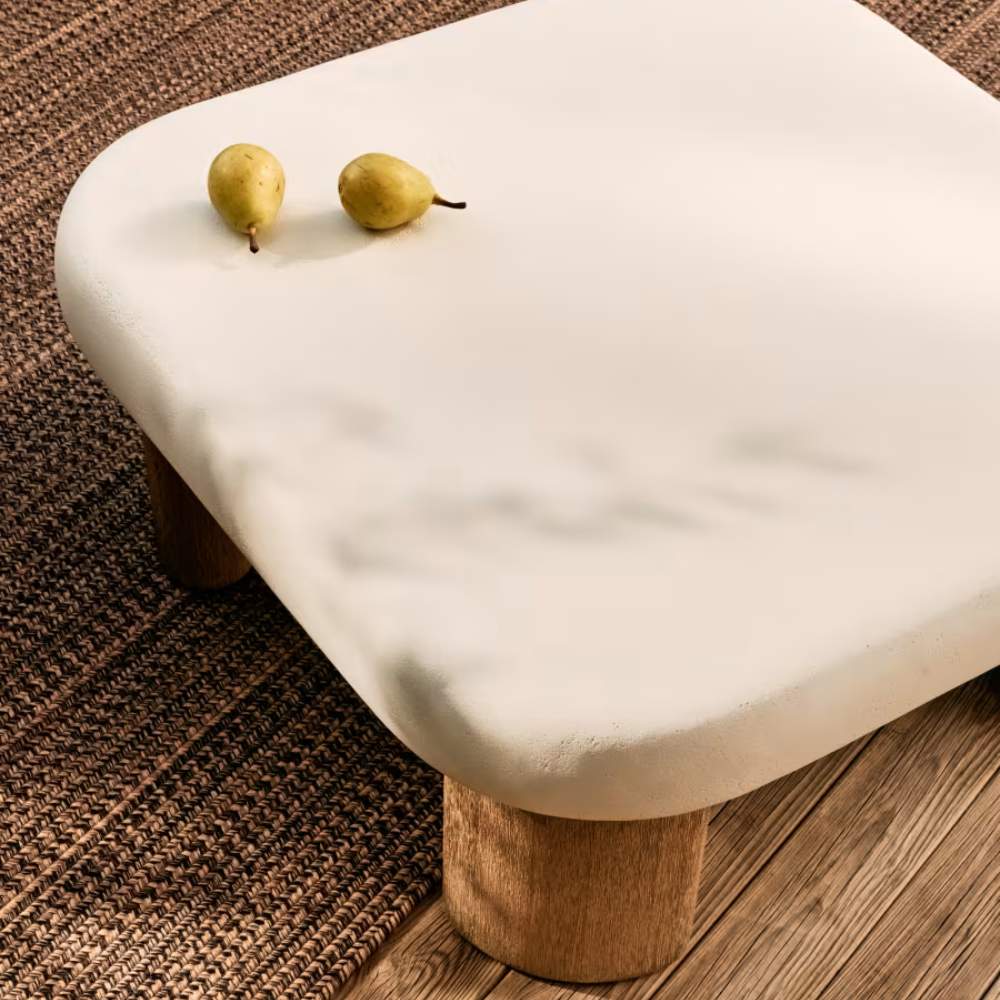 Kave Home Labra Coffee Table in Cement and Acacia Wood – 80 x 80 cm - Image 9
